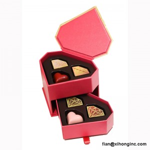 Uusi design ylellinen sydän muotoinen painettu suklaa pahvi laatikko